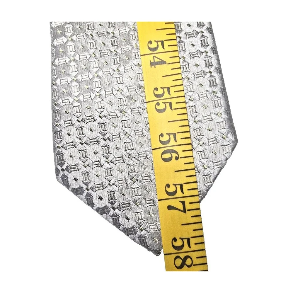Gianfranco Ferre Tie- Mixed Fabric - Silver/Gold Spots  Made in Italy 58